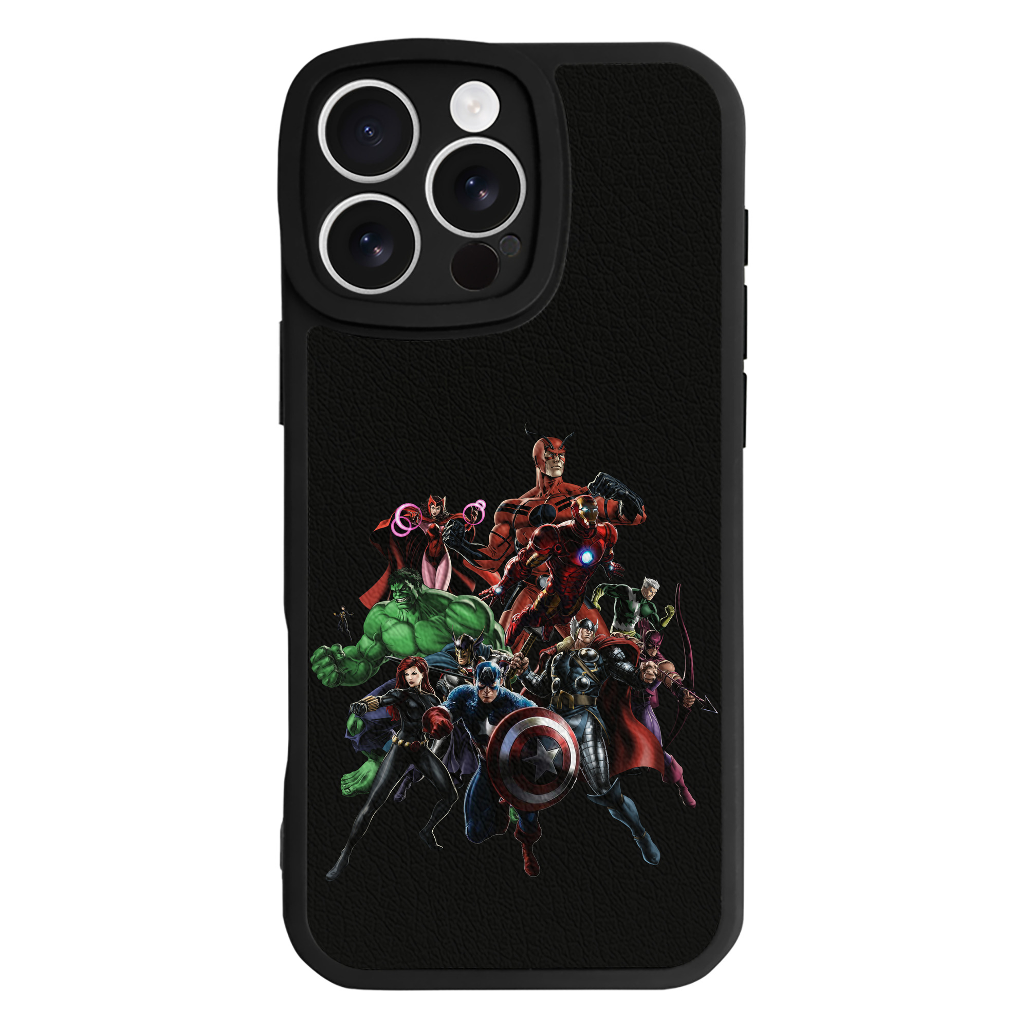 （画像用） アベンジャーズ The Avengers 【iPhone 16シリーズ対応】シリコンスマホケース（レザー調） 材質：シリコン